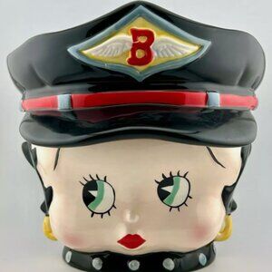 Betty Boop Biker Head Cookie Jar CC925 Discontinued Black Collar Pin Up 2006